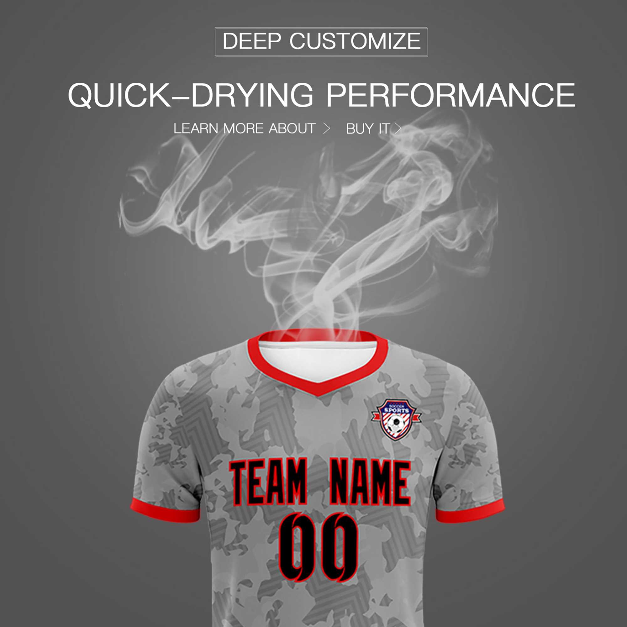 Custom Dark Gray Camo sports Football Kit Jersey
