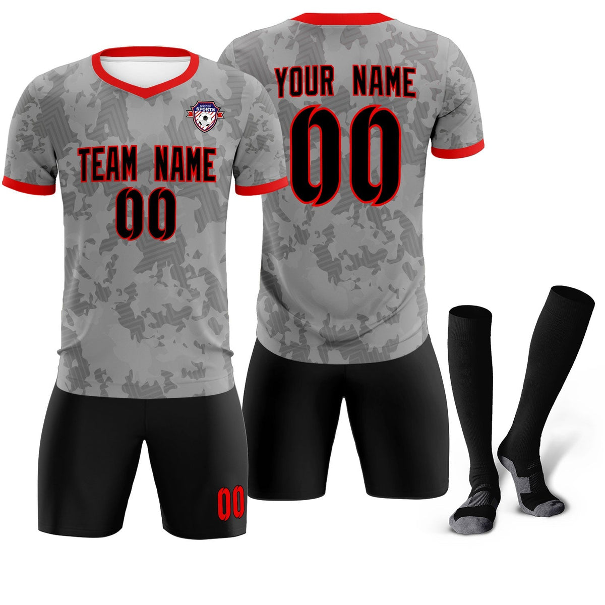 Custom Dark Gray Camo sports Football Kit Jersey