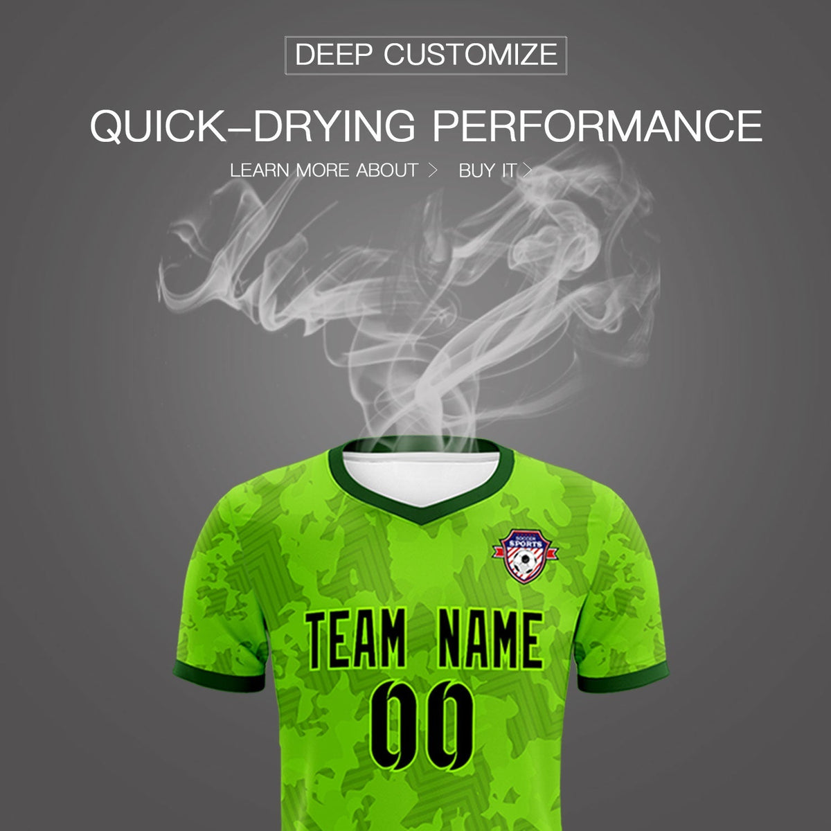 Custom Green Camo sports Football Kit Jersey