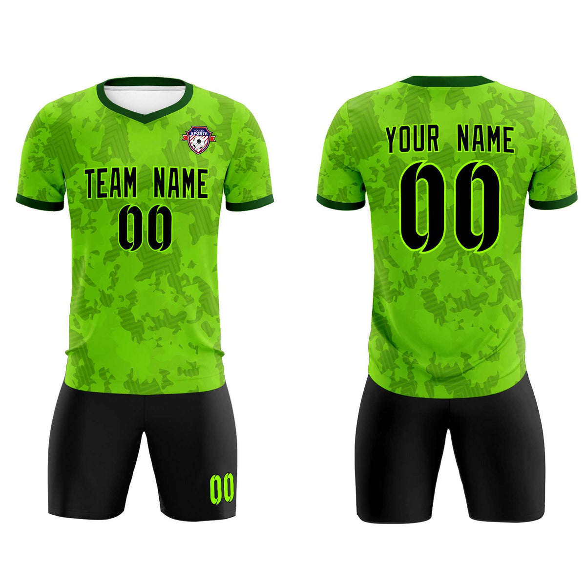 Custom Green Camo sports Football Kit Jersey