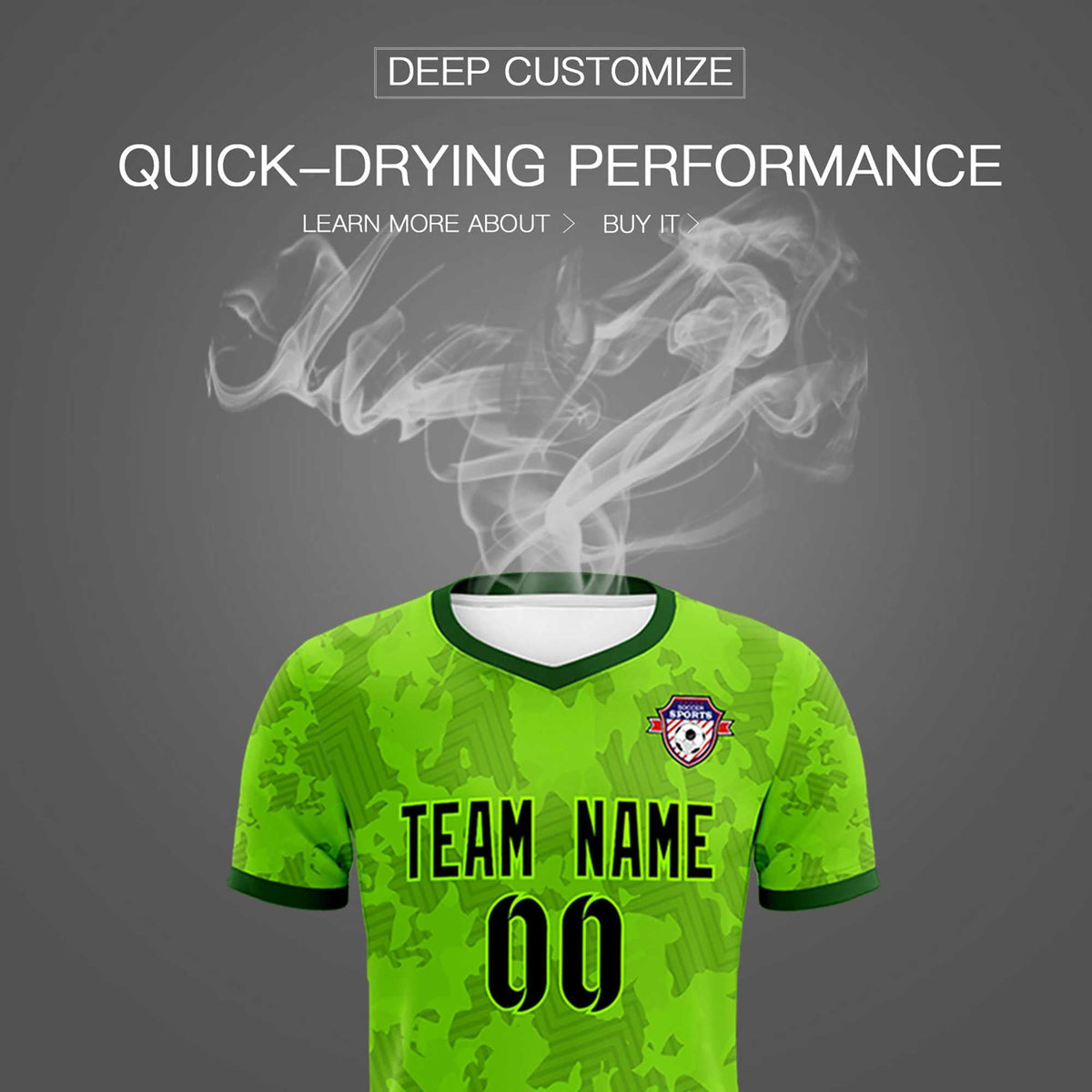 Custom Green Camo sports Football Kit Jersey