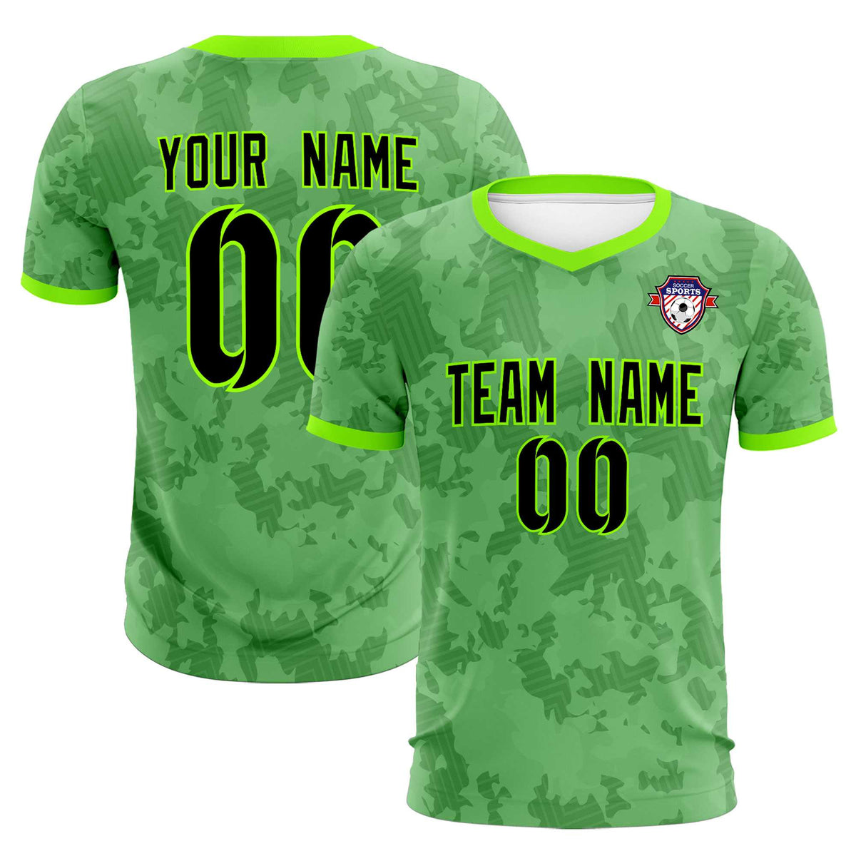 Custom Green Camo sports Football Kit Jersey