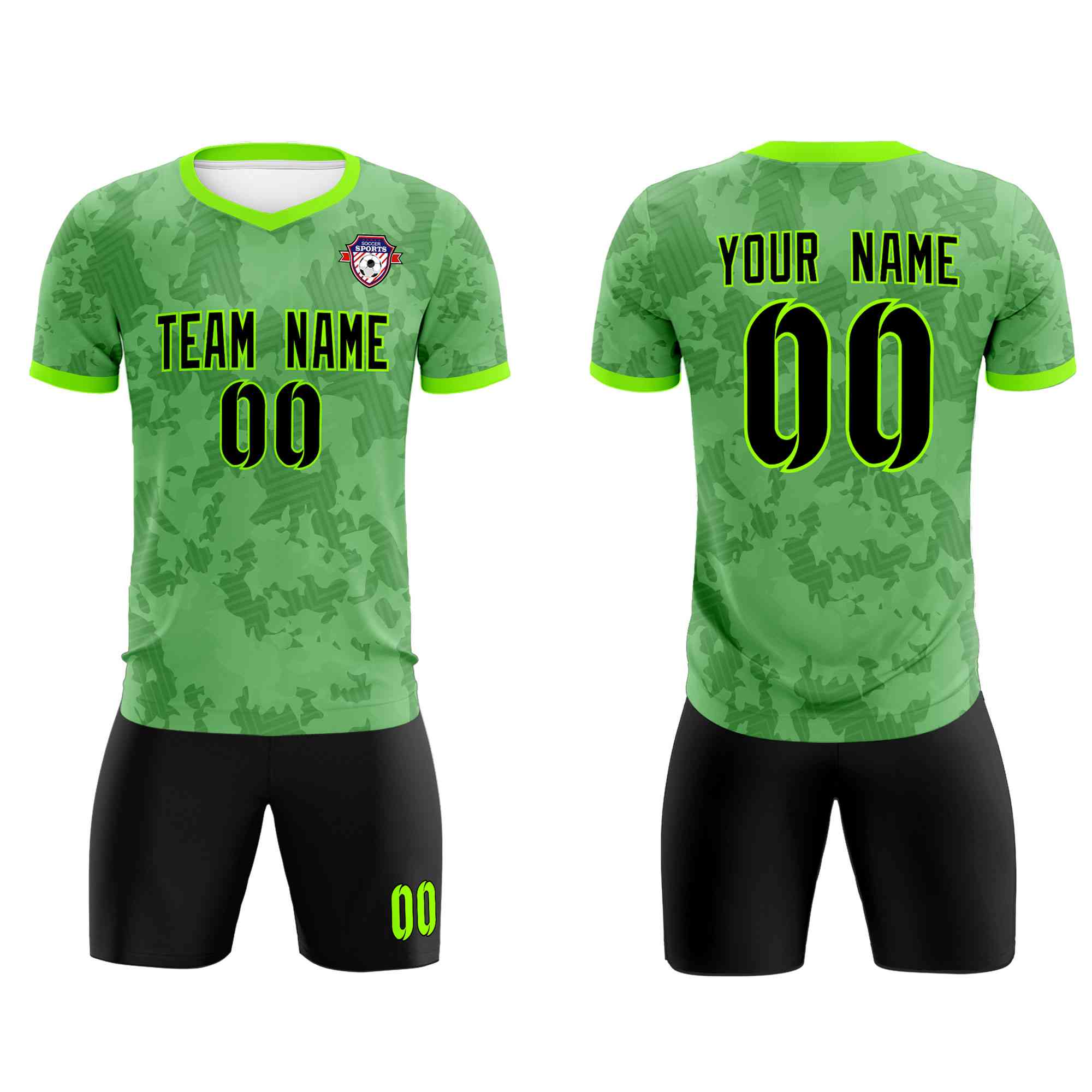 Custom Green Camo sports Football Kit Jersey