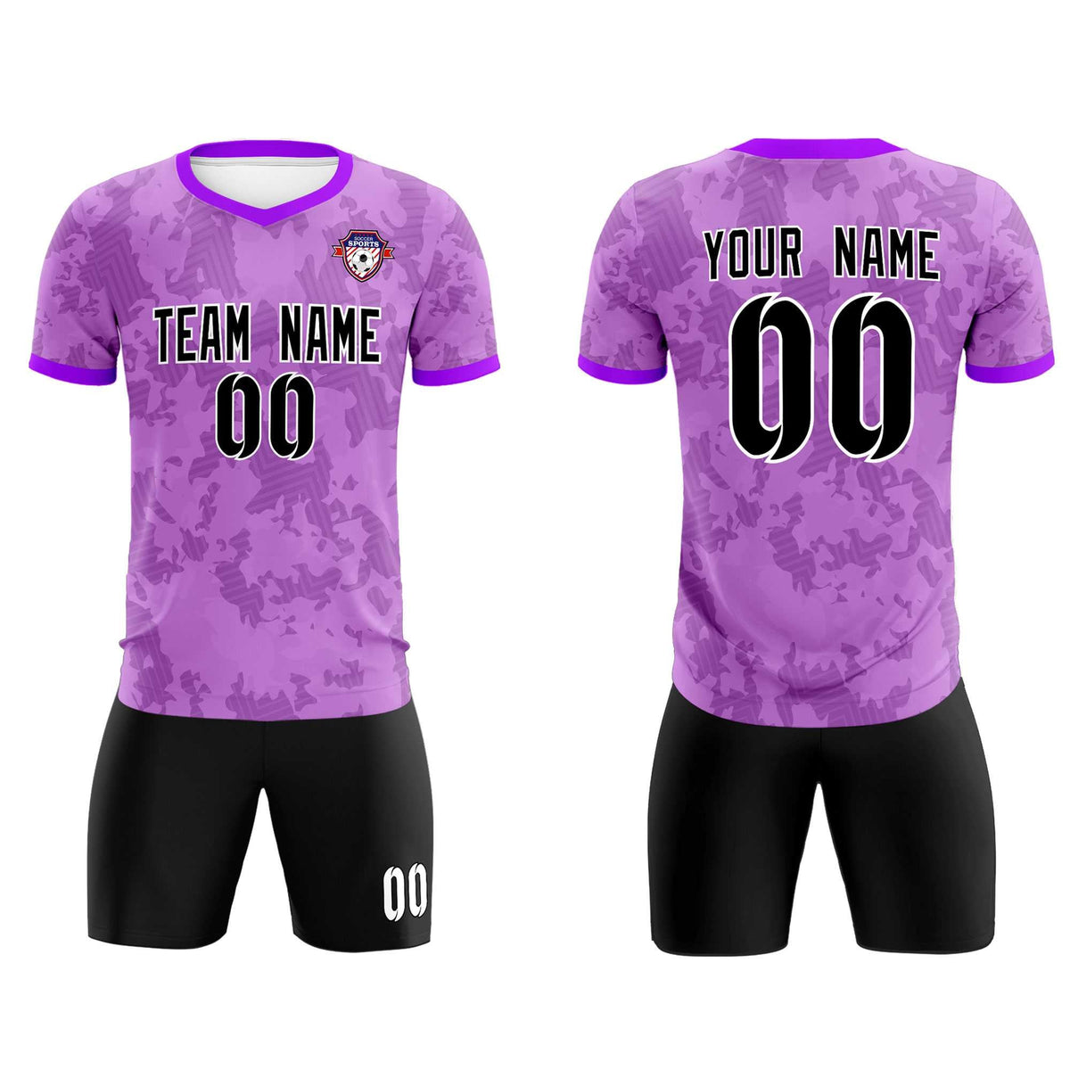Custom Light Purple Camo sports Football Kit Jersey