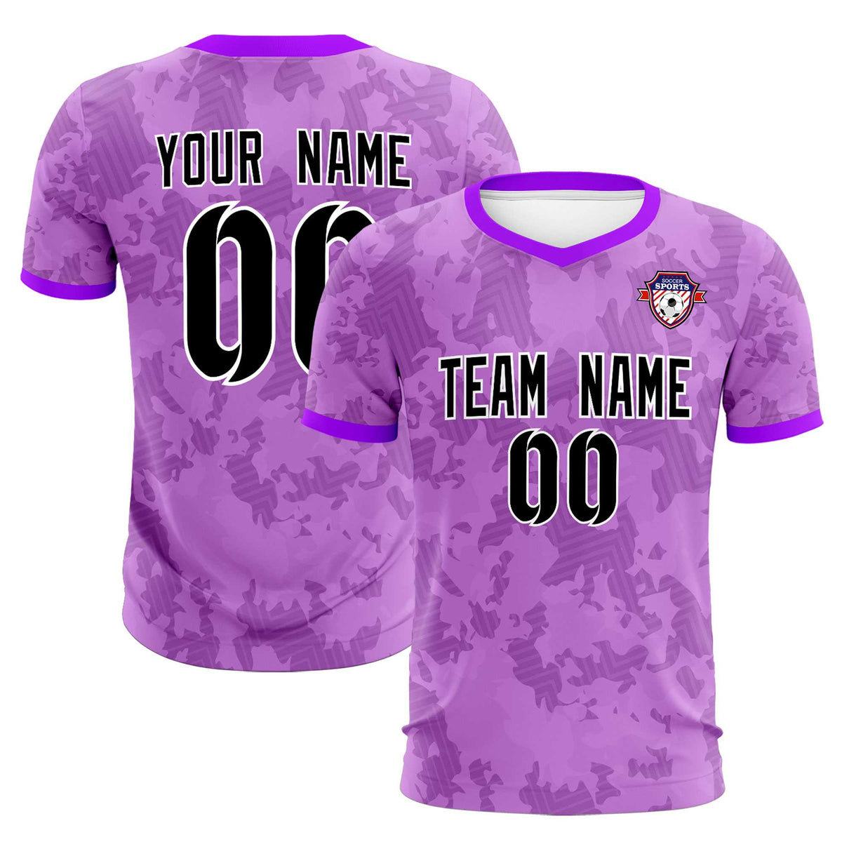 Custom Light Purple Camo sports Football Kit Jersey
