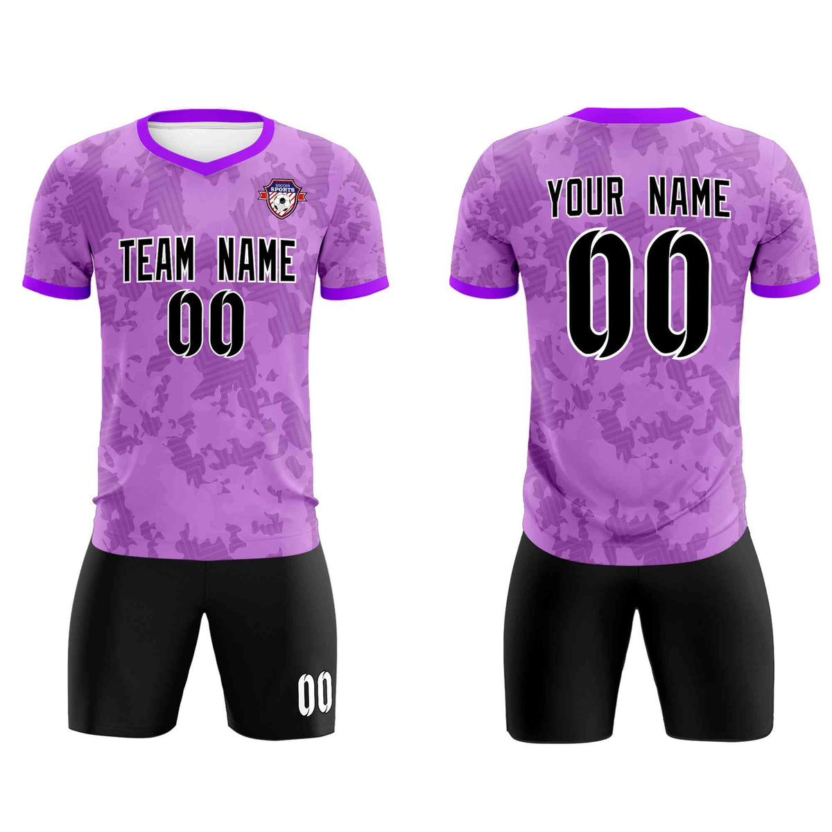 Custom Light Purple Camo sports Football Kit Jersey