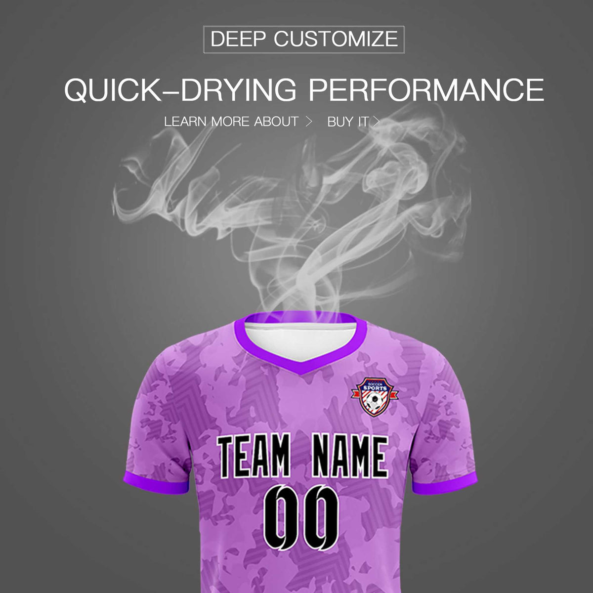 Custom Light Purple Camo sports Football Kit Jersey