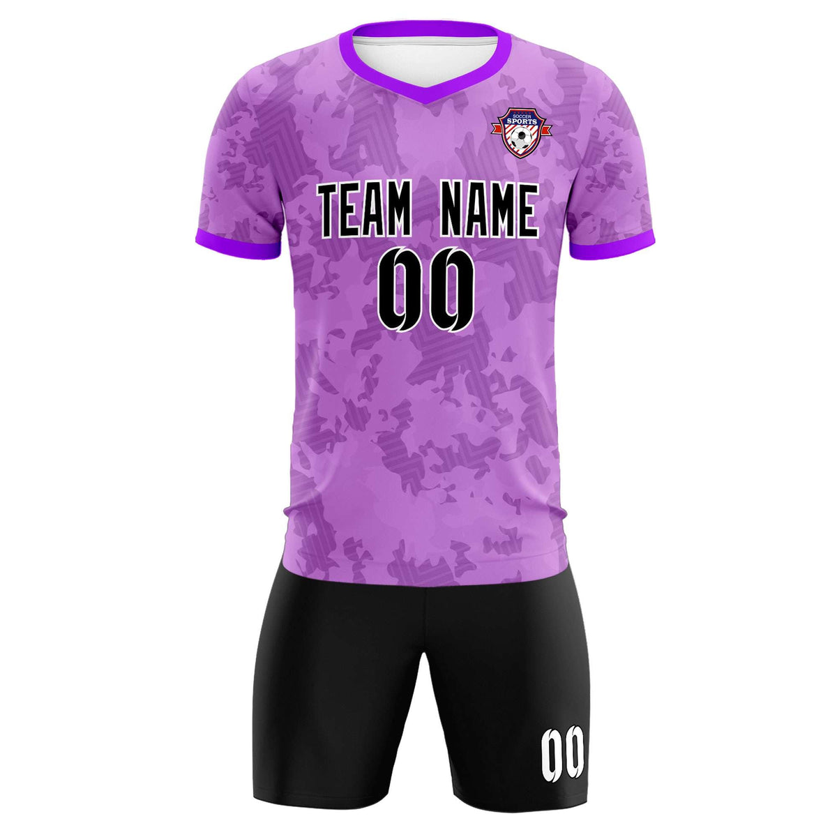 Custom Light Purple Camo sports Football Kit Jersey