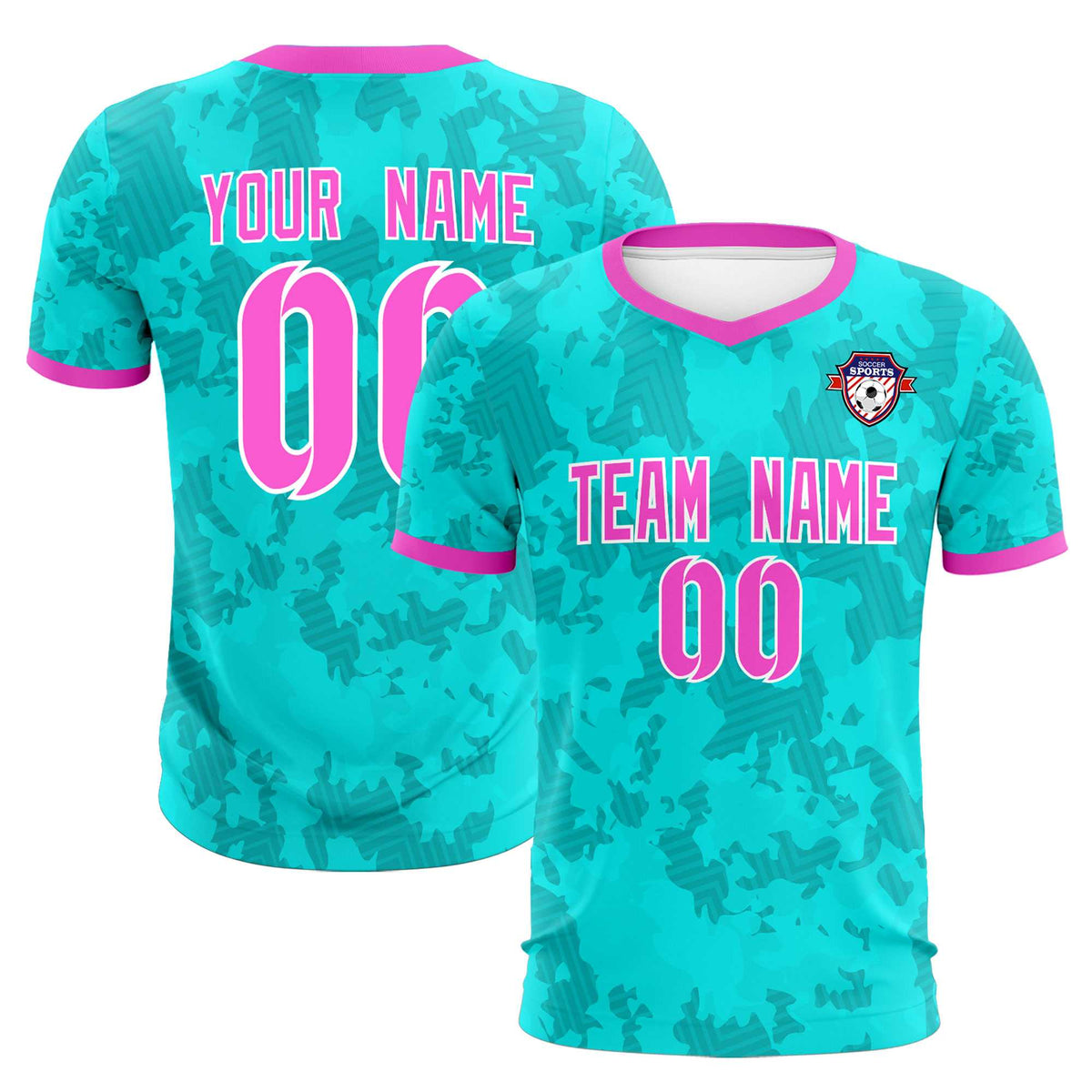 Custom Aqua Camo sports Football Kit Jersey