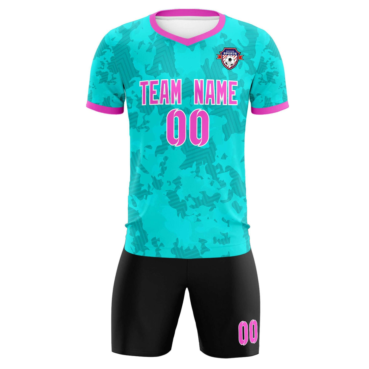 Custom Aqua Camo sports Football Kit Jersey