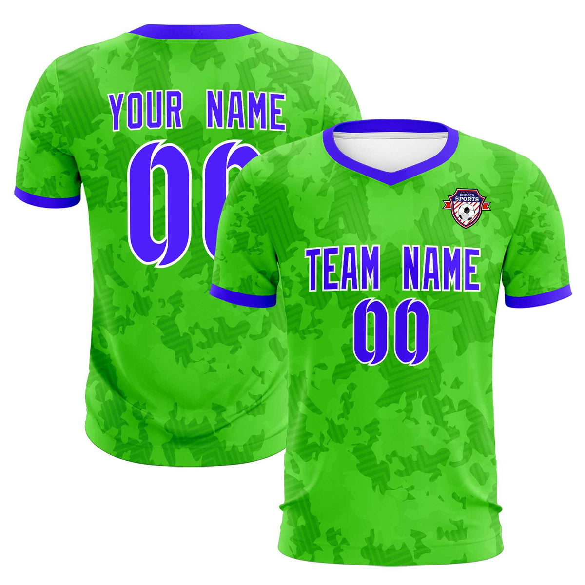 Custom Neon Green Camo sports Football Kit Jersey