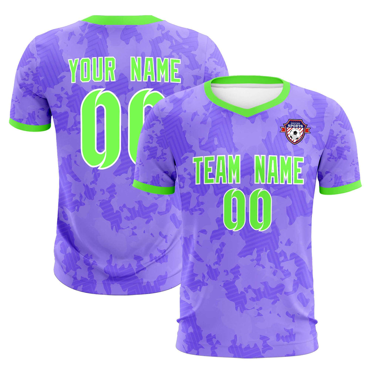 Custom Light Purple Camo sports Football Kit Jersey