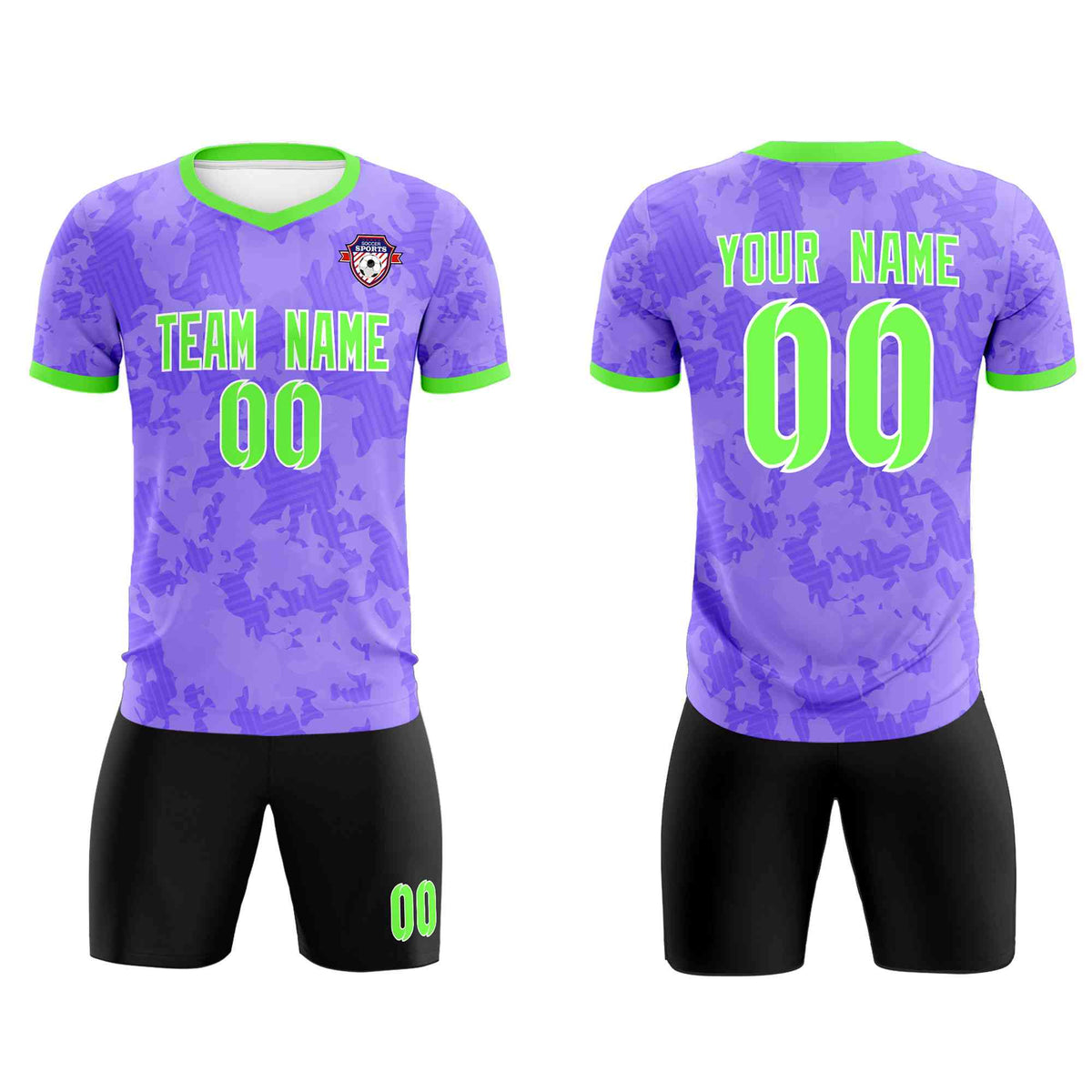 Custom Light Purple Camo sports Football Kit Jersey