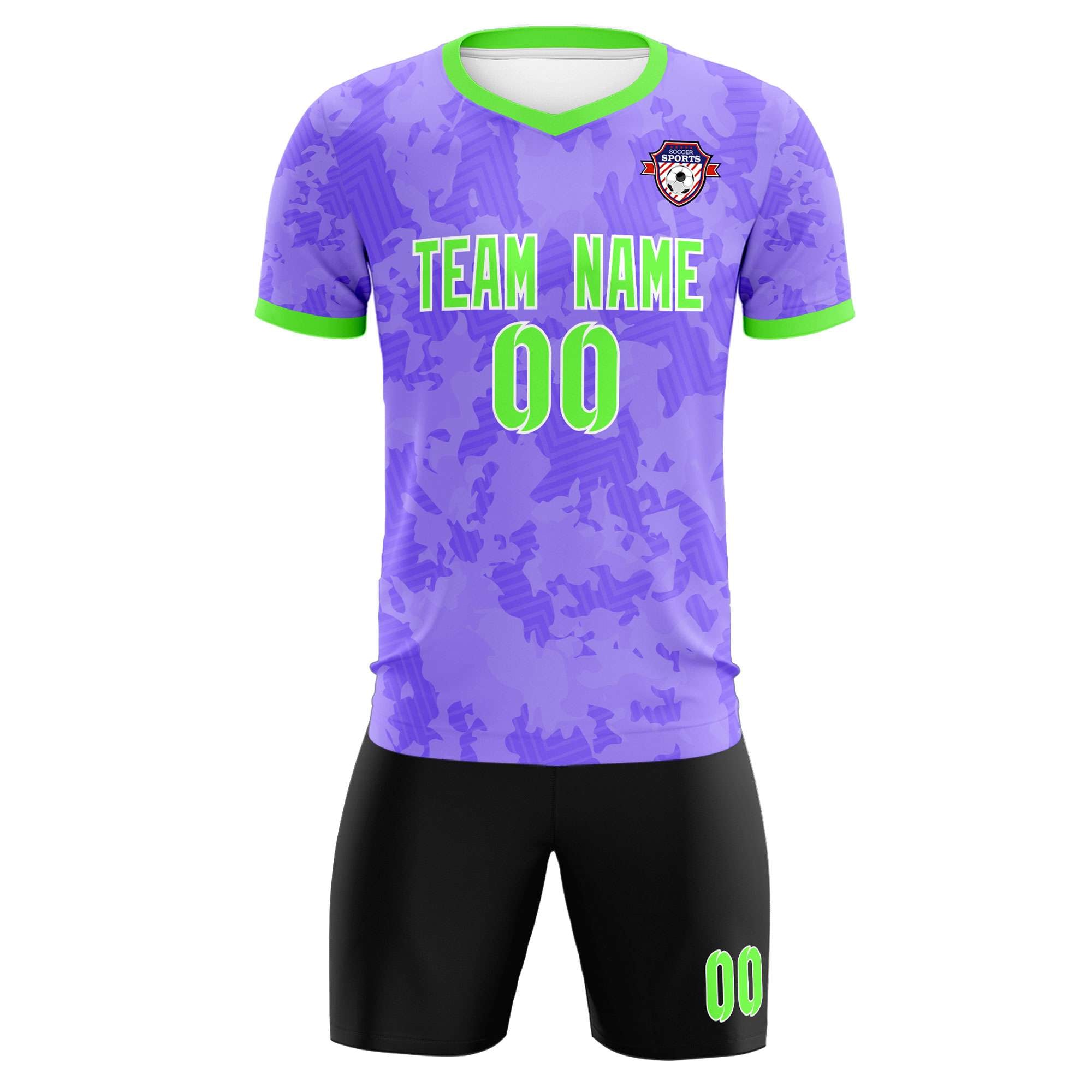 Custom Light Purple Camo sports Football Kit Jersey