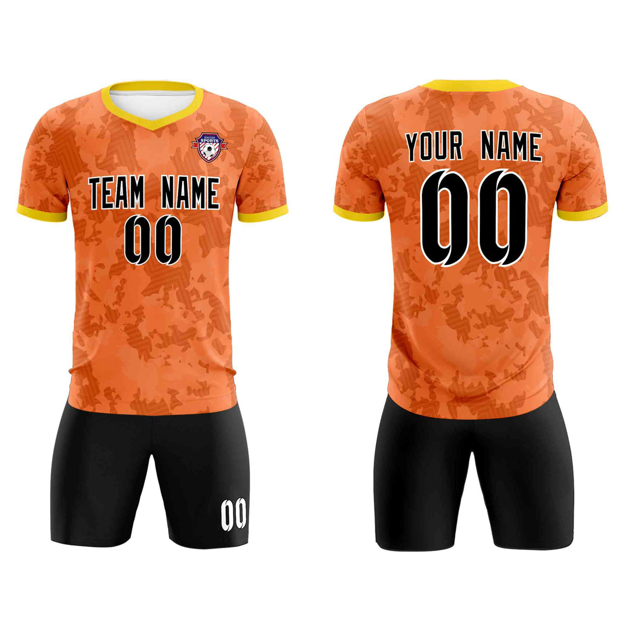Custom Orange Camo sports Football Kit Jersey