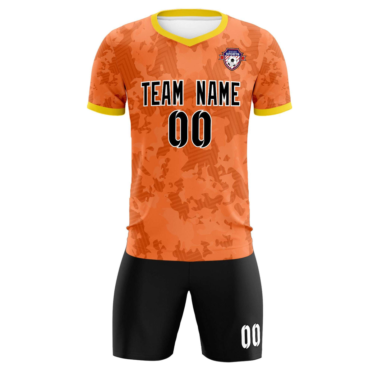 Custom Orange Camo sports Football Kit Jersey