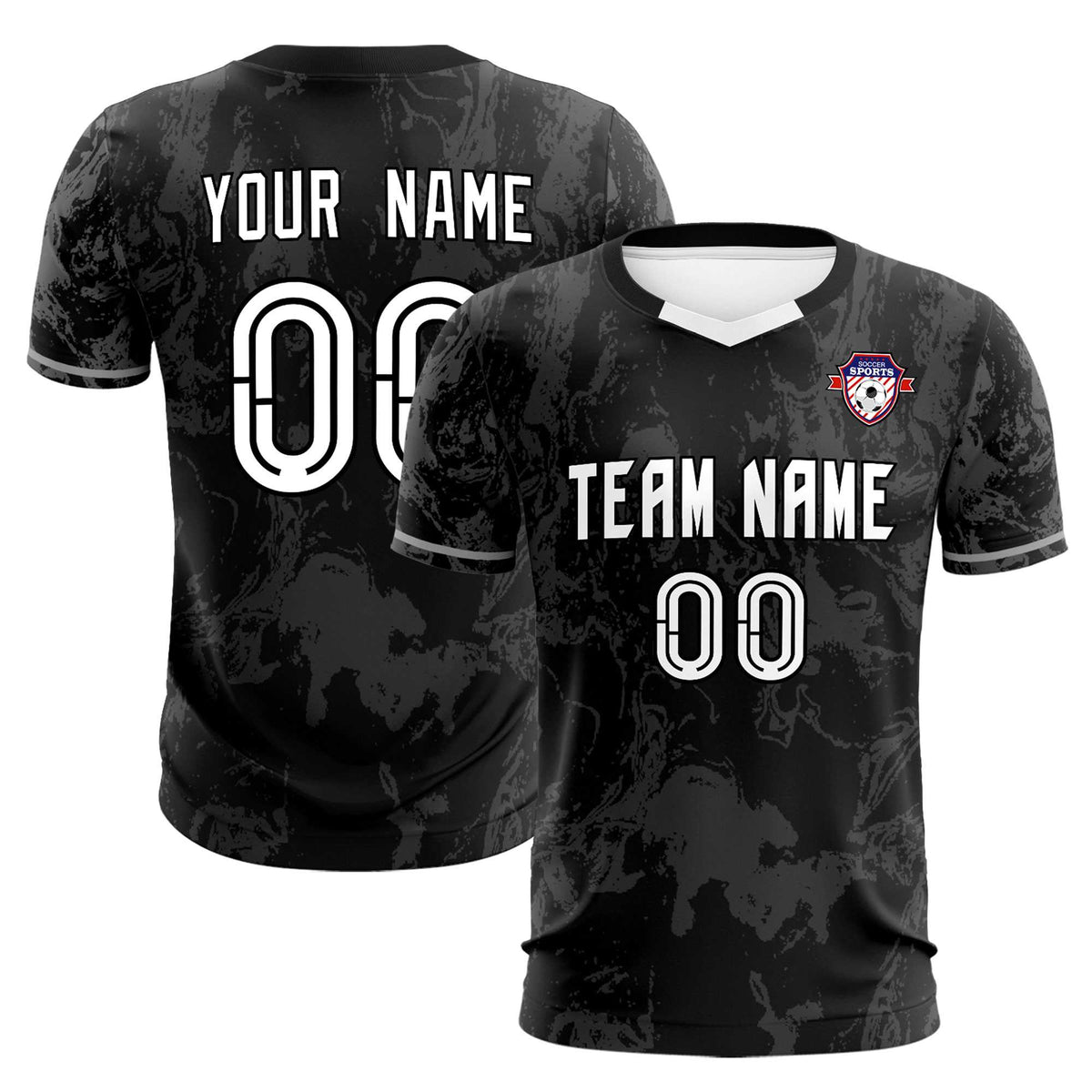 Custom Black Classic Graffiti Pattern Sportswear Football Kit Jersey
