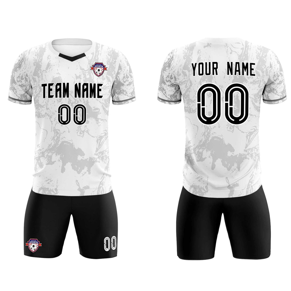 Custom White Classic Graffiti Pattern Sportswear Football Kit Jersey