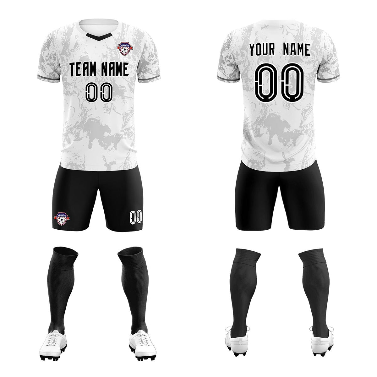 Custom White Classic Graffiti Pattern Sportswear Football Kit Jersey