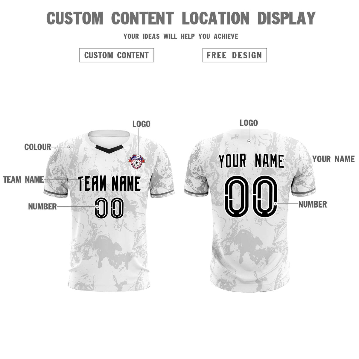 Custom White Classic Graffiti Pattern Sportswear Football Kit Jersey