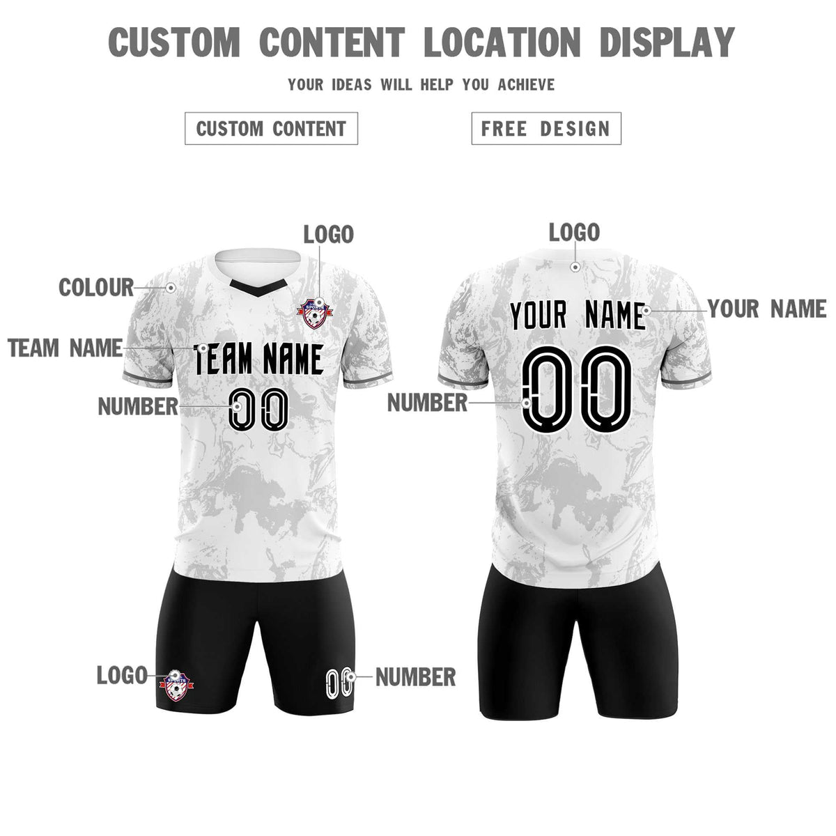 Custom White Classic Graffiti Pattern Sportswear Football Kit Jersey