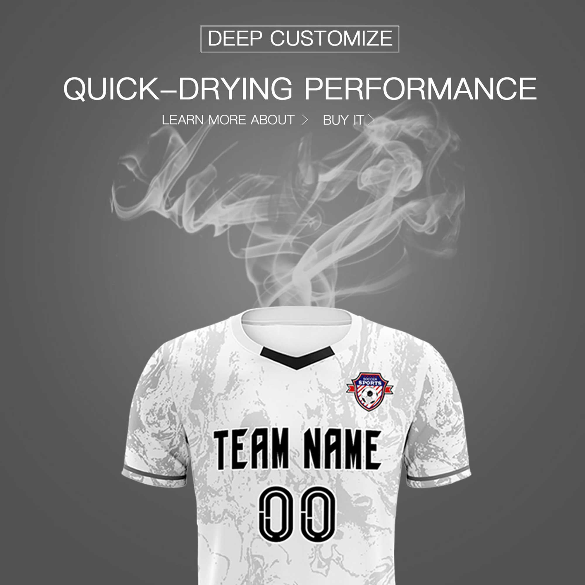 Custom White Classic Graffiti Pattern Sportswear Football Kit Jersey
