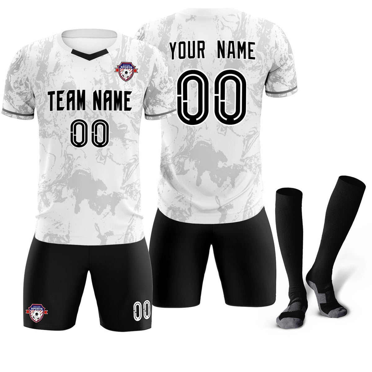 Custom White Classic Graffiti Pattern Sportswear Football Kit Jersey