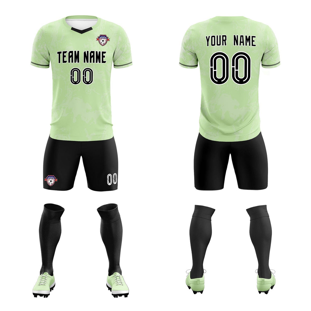 Custom Green Classic Graffiti Pattern Sportswear Football Kit Jersey