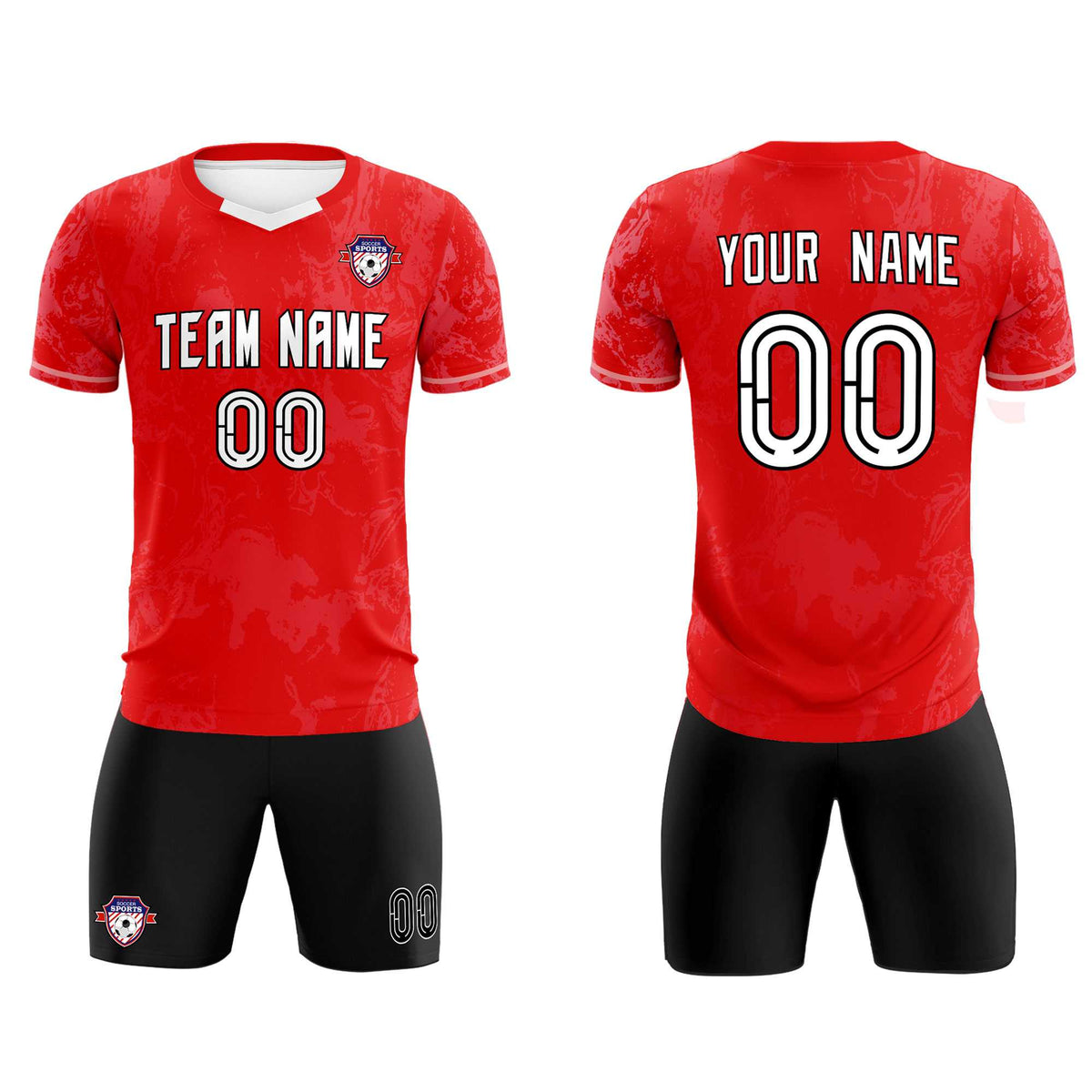 Custom Red Classic Graffiti Pattern Sportswear Football Kit Jersey