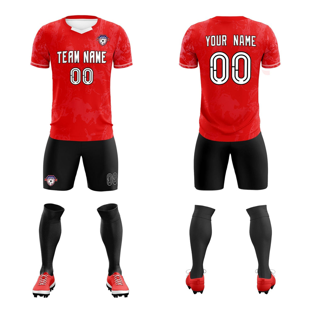 Custom Red Classic Graffiti Pattern Sportswear Football Kit Jersey