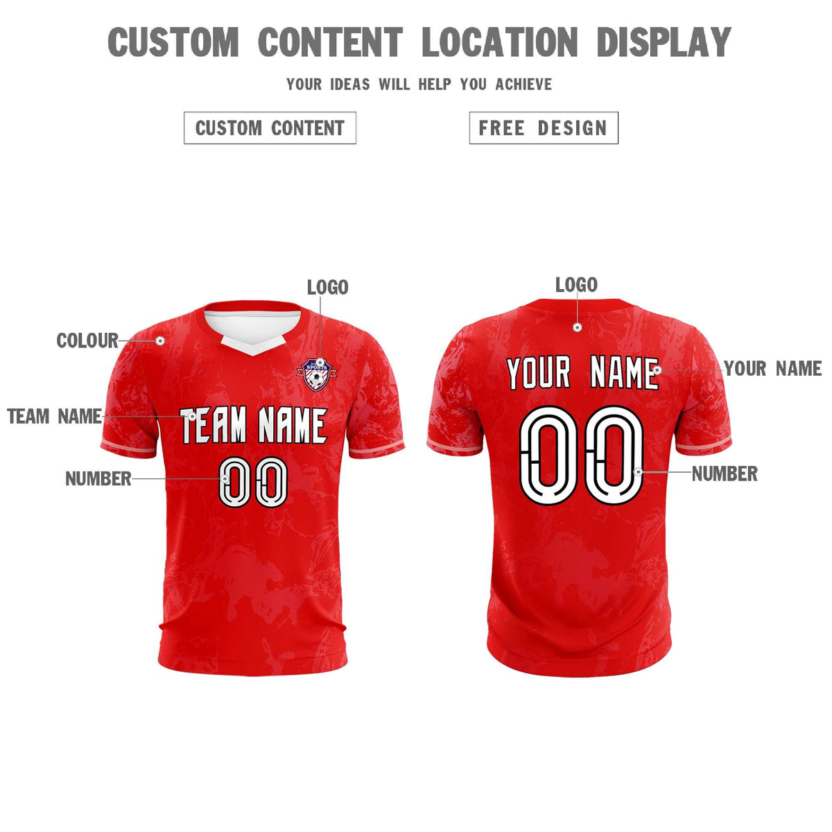 Custom Red Classic Graffiti Pattern Sportswear Football Kit Jersey