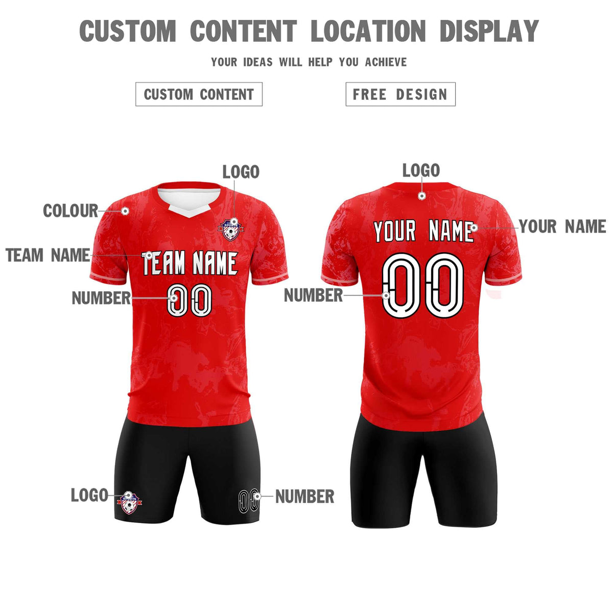 Custom Red Classic Graffiti Pattern Sportswear Football Kit Jersey