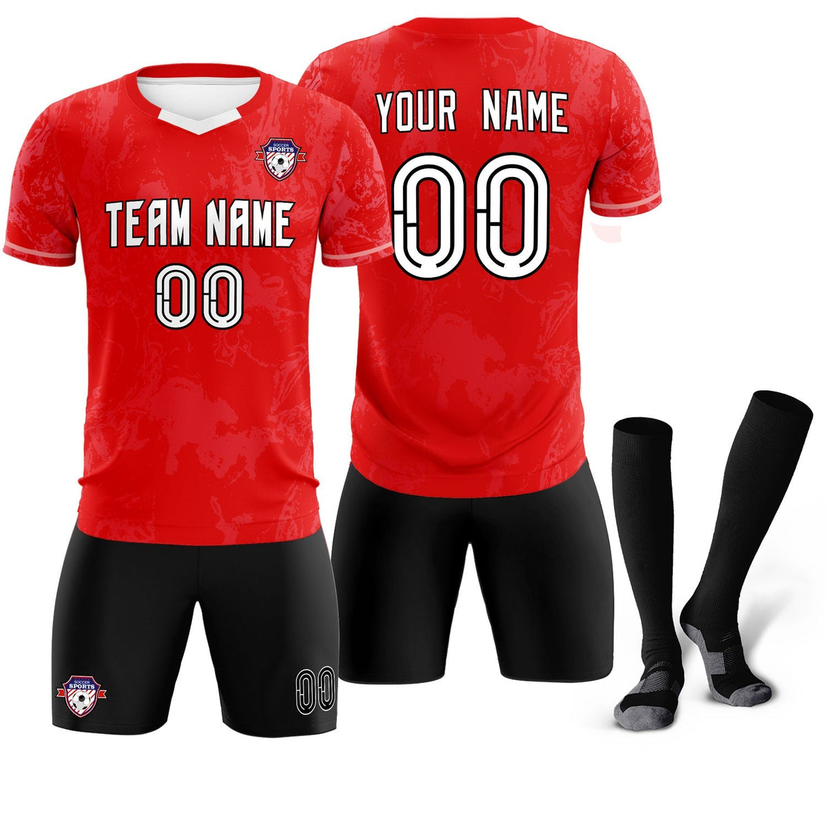 Custom Red Classic Graffiti Pattern Sportswear Football Kit Jersey