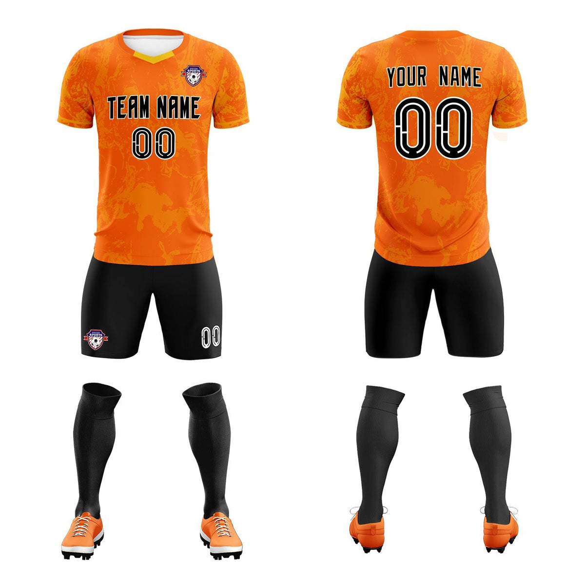 Custom Orange Classic Graffiti Pattern Sportswear Football Kit Jersey