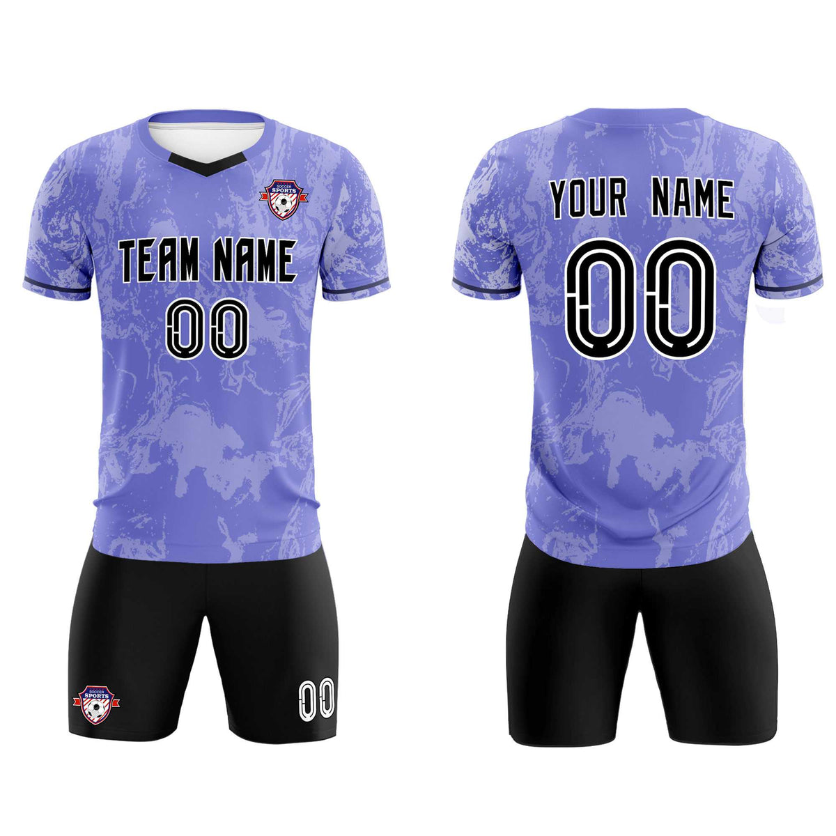 Custom Purple Classic Graffiti Pattern Sportswear Football Kit Jersey