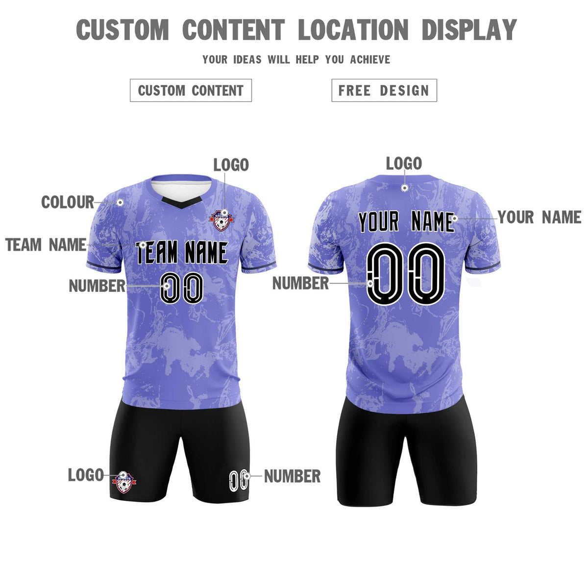 Custom Purple Classic Graffiti Pattern Sportswear Football Kit Jersey