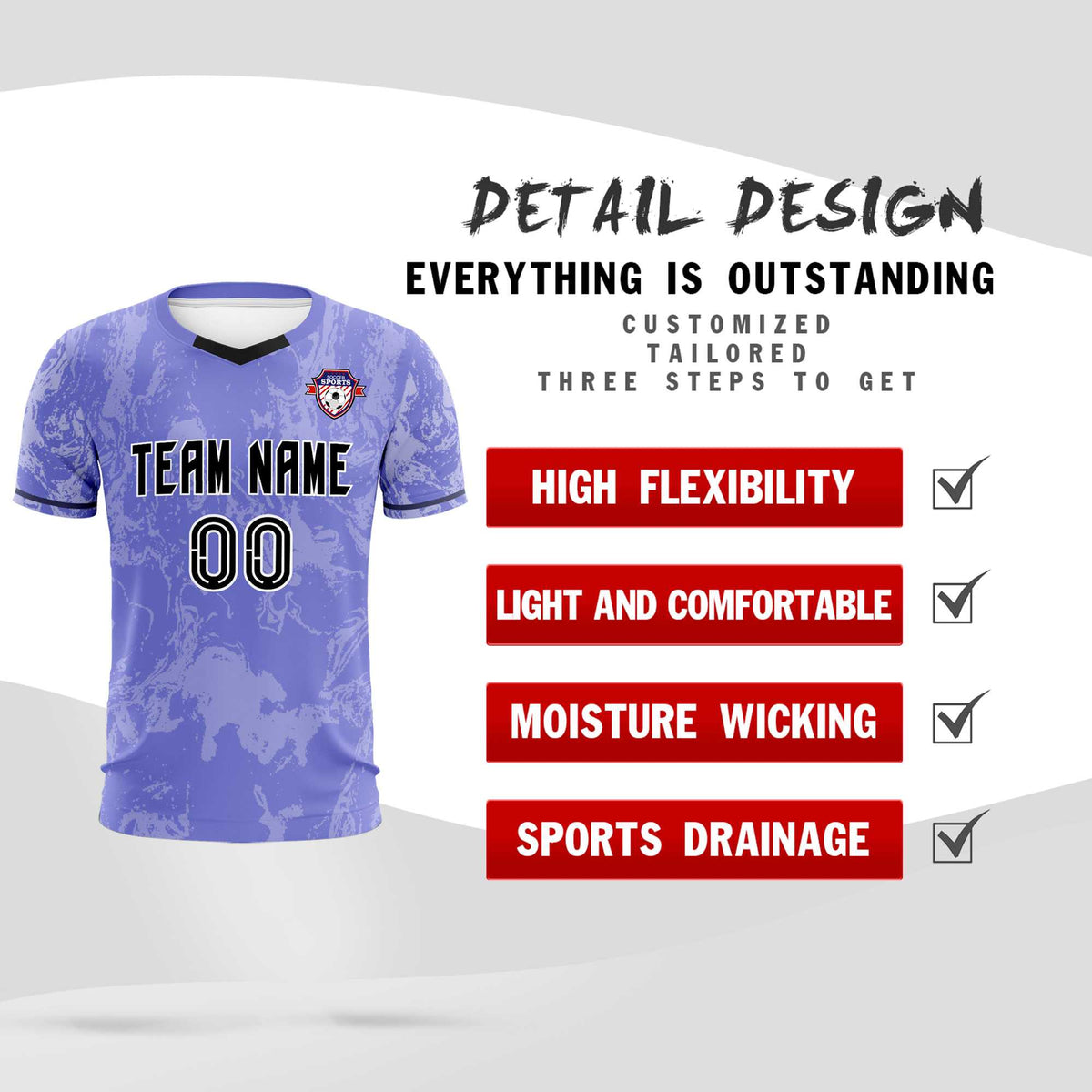 Custom Purple Classic Graffiti Pattern Sportswear Football Kit Jersey