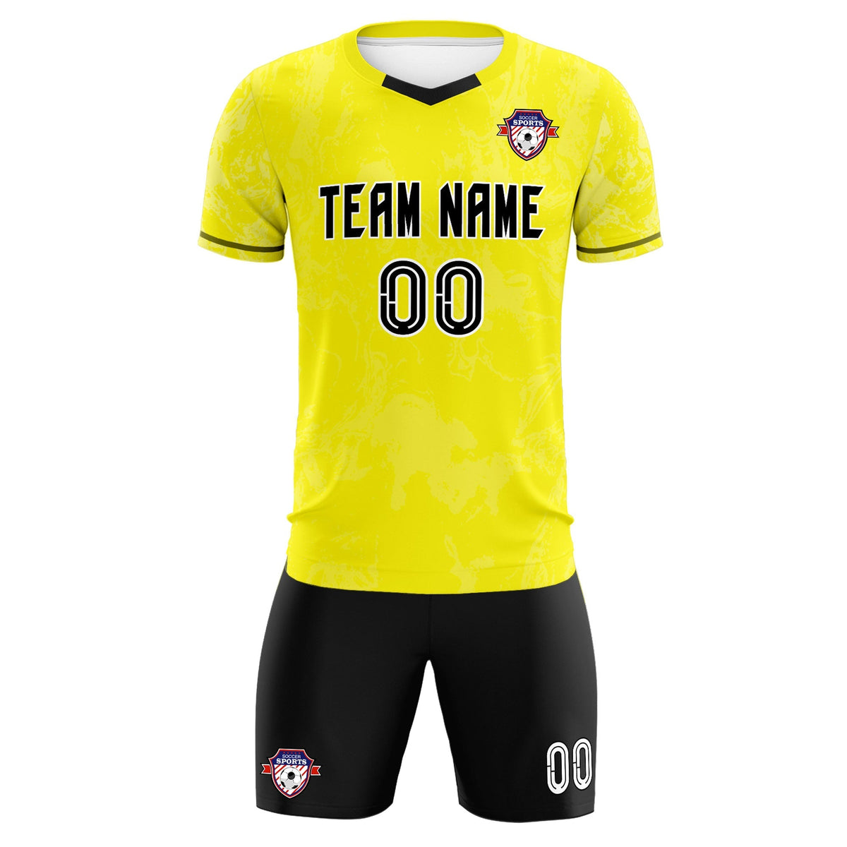 Custom Yellow Classic Graffiti Pattern Sportswear Football Kit Jersey
