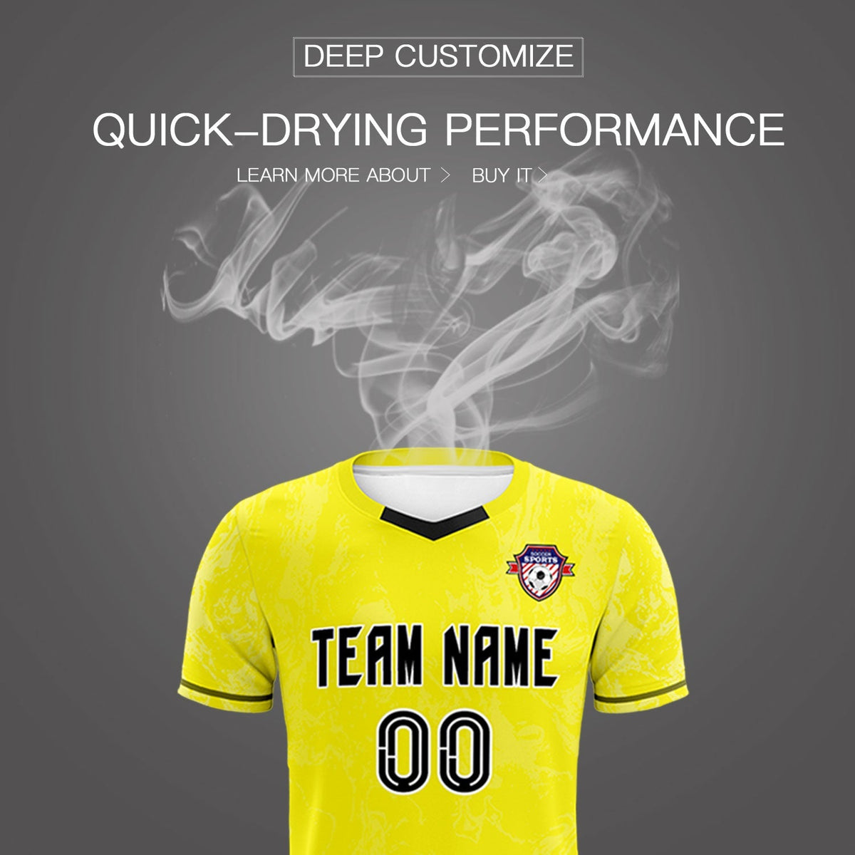 Custom Yellow Classic Graffiti Pattern Sportswear Football Kit Jersey
