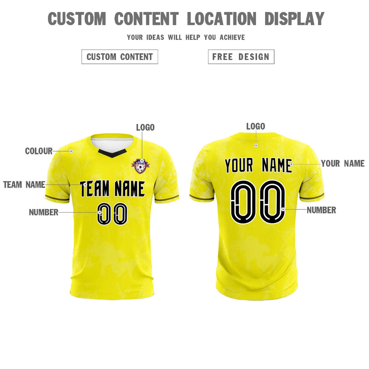 Custom Yellow Classic Graffiti Pattern Sportswear Football Kit Jersey