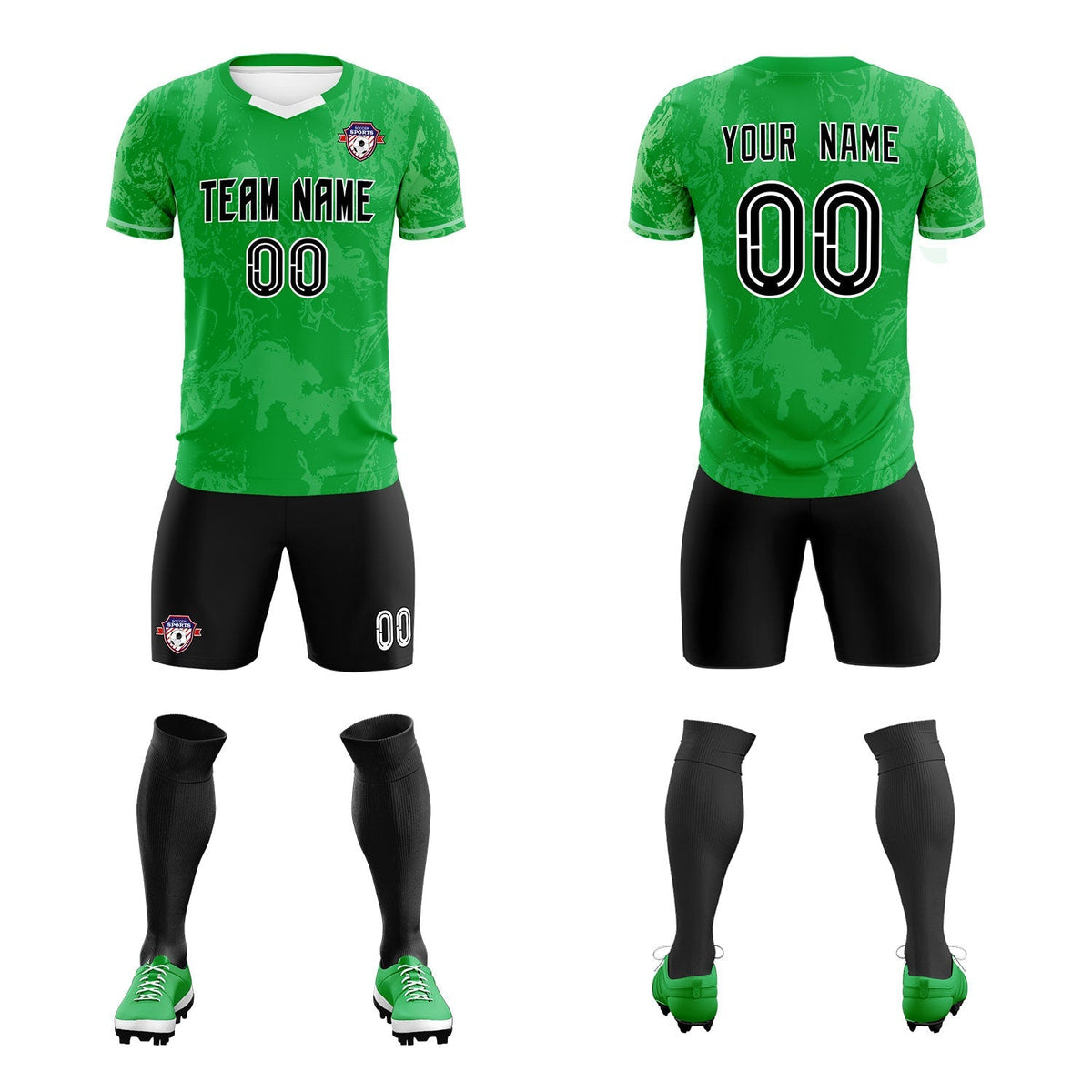Custom Kelly Green Classic Graffiti Pattern Sportswear Football Kit Jersey