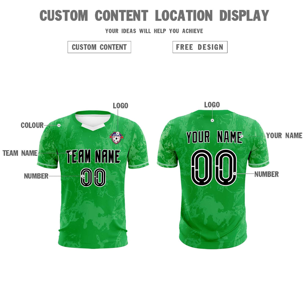 Custom Kelly Green Classic Graffiti Pattern Sportswear Football Kit Jersey