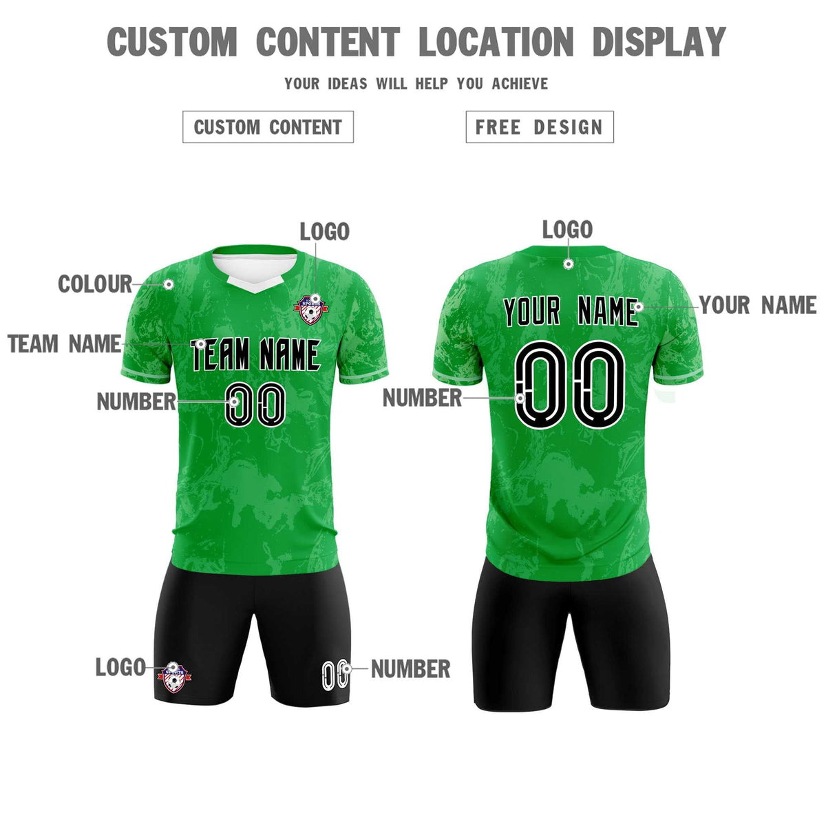 Custom Kelly Green Classic Graffiti Pattern Sportswear Football Kit Jersey