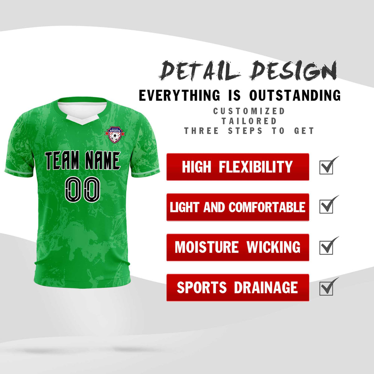 Custom Kelly Green Classic Graffiti Pattern Sportswear Football Kit Jersey