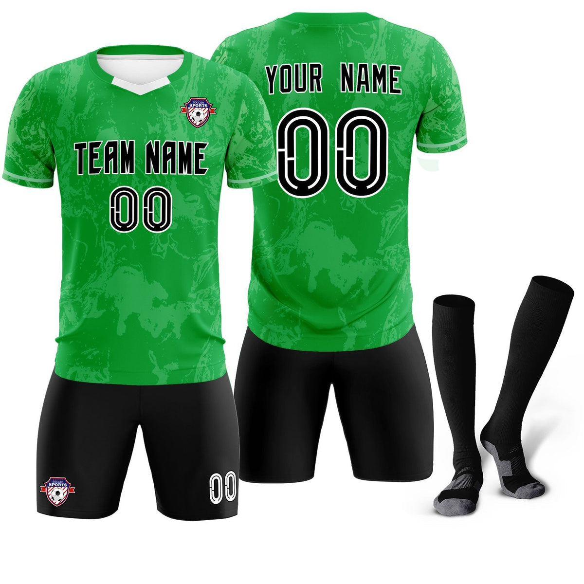 Custom Kelly Green Classic Graffiti Pattern Sportswear Football Kit Jersey