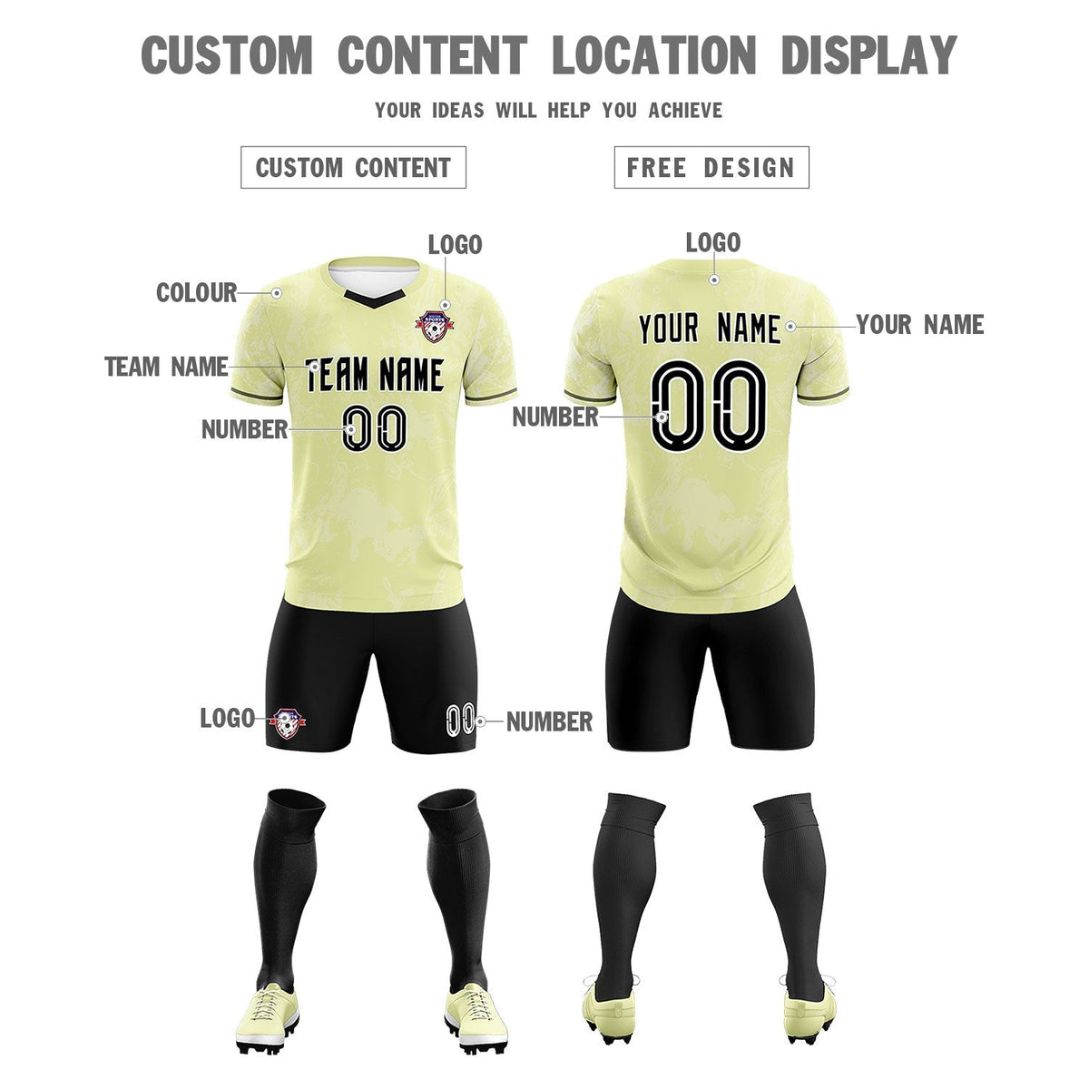 Custom Cream Classic Graffiti Pattern Sportswear Football Kit Jersey