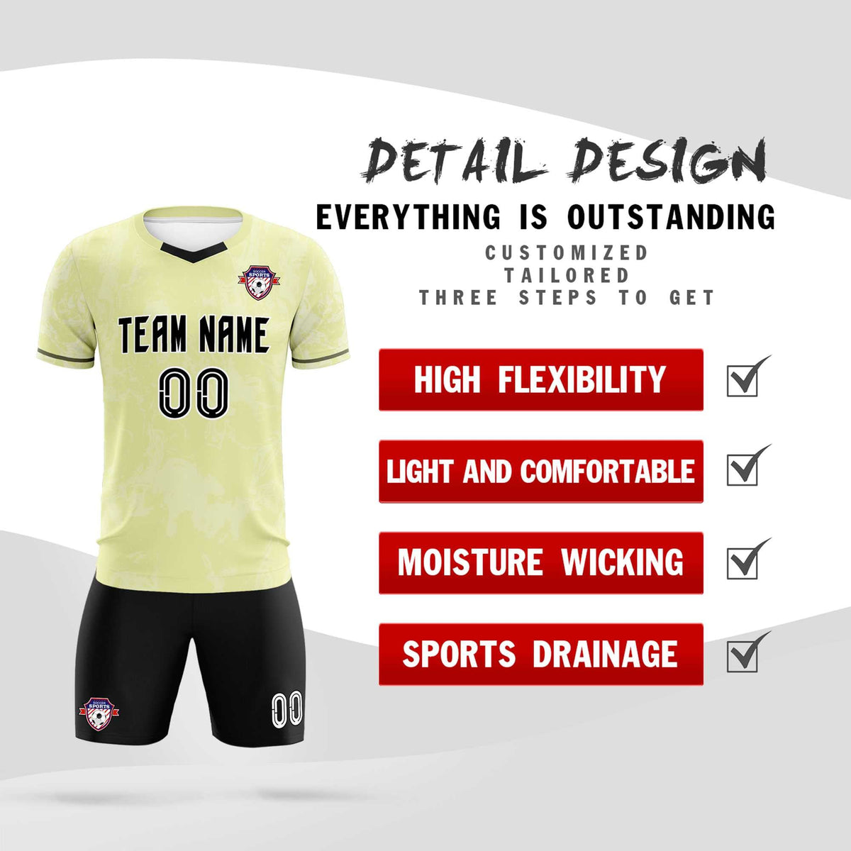 Custom Cream Classic Graffiti Pattern Sportswear Football Kit Jersey