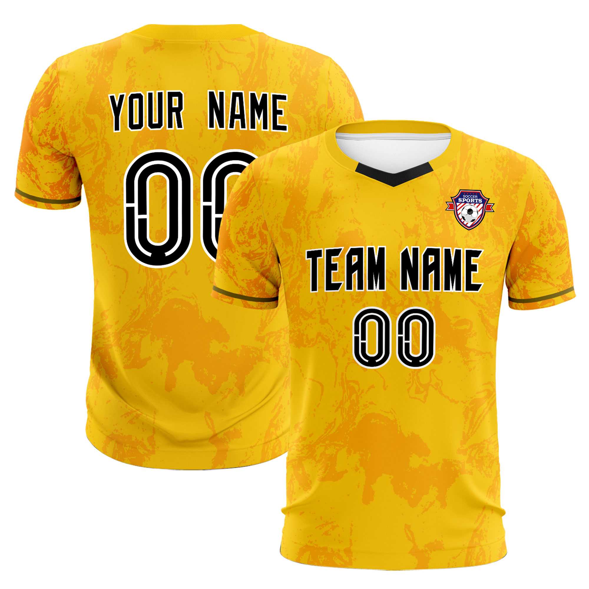 Custom Gold Classic Graffiti Pattern Sportswear Football Kit Jersey
