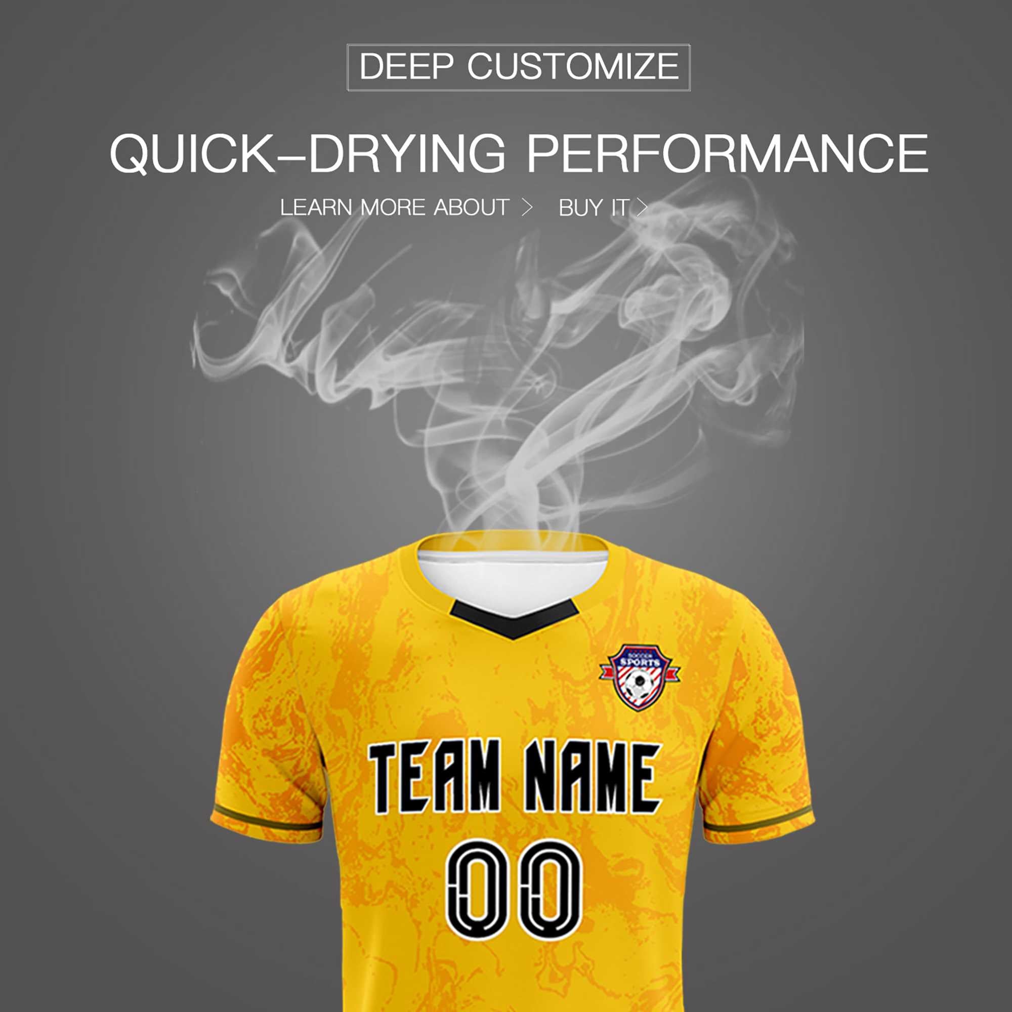 Custom Gold Classic Graffiti Pattern Sportswear Football Kit Jersey