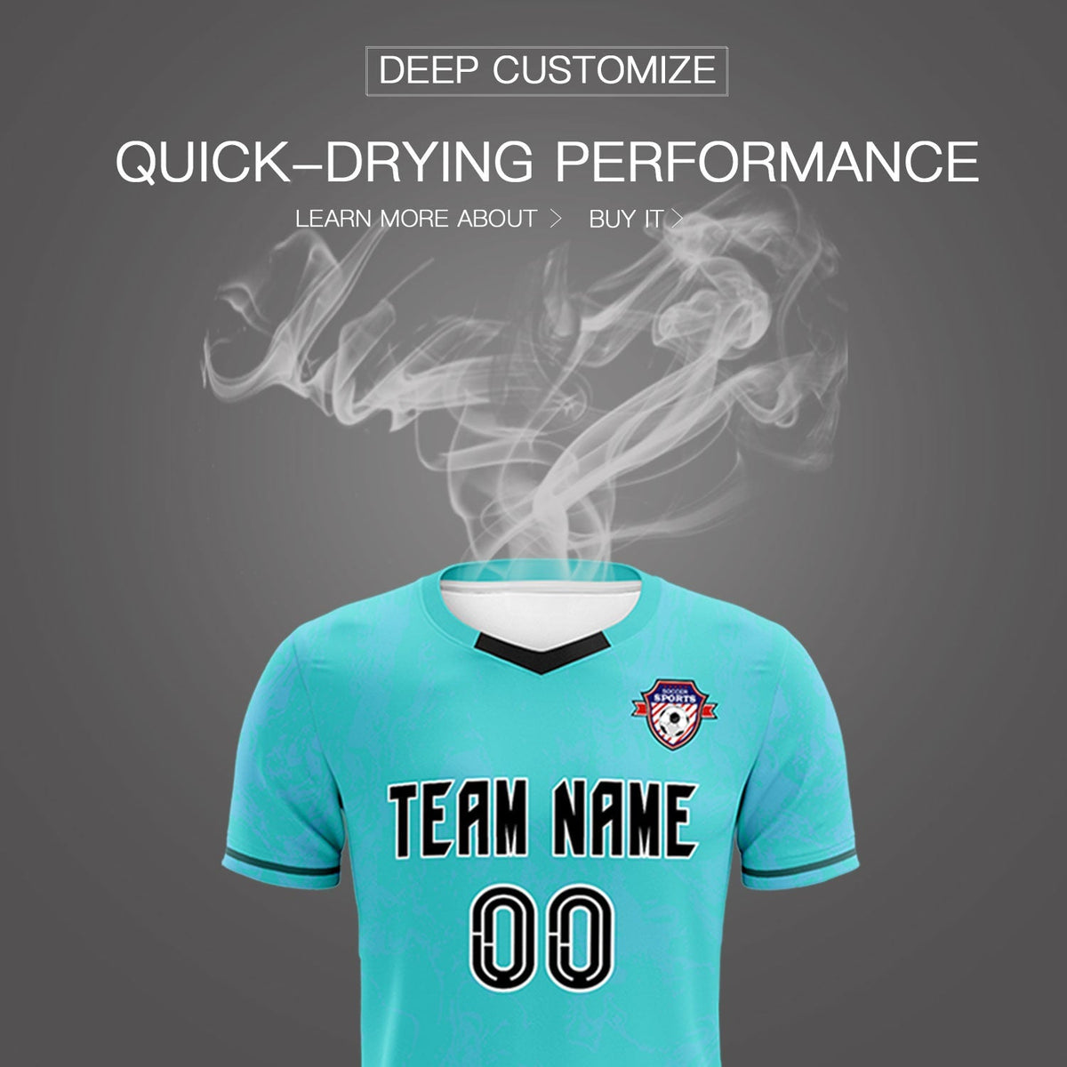 Custom Sky Blue Classic Graffiti Pattern Sportswear Football Kit Jersey